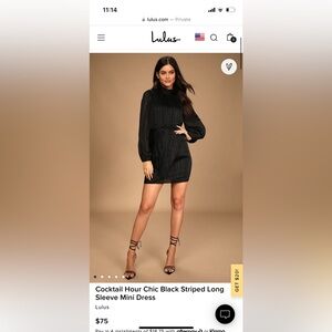 Lulus Coctkail Hour Chic Black Striped Long Sleeve Mini Dress